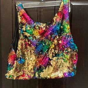 Flip sequin crop/bralette